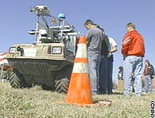 Students field test their autonomous robot, CajunBot, at the University of Louisiana.
