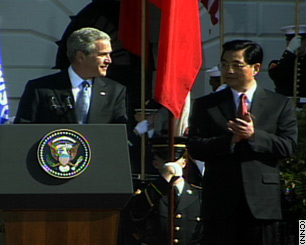 Bush welcomes China's leader